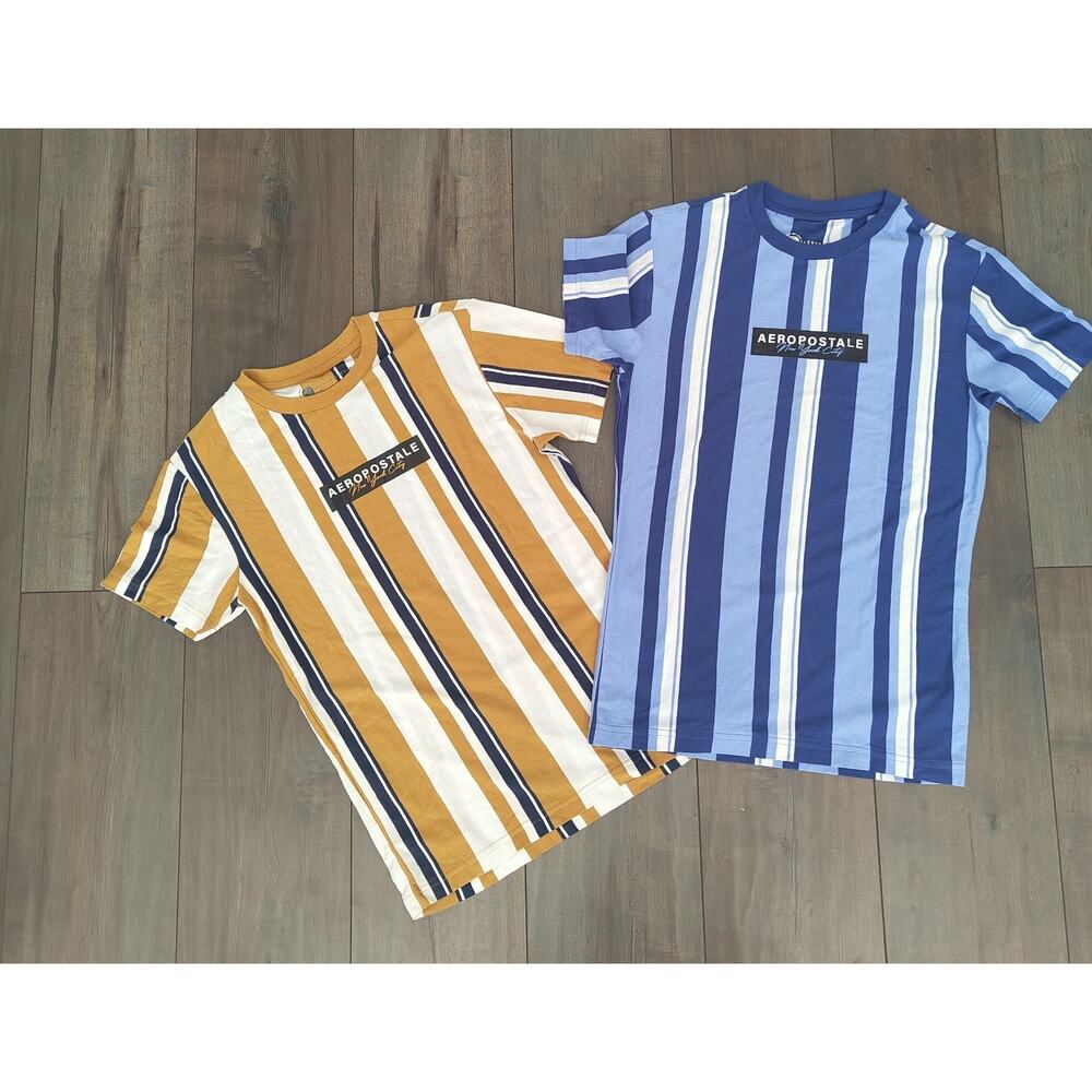 Aeropostale Mens XS T-Shirt Lot of 2 Striped New York City Graphic Streetwear